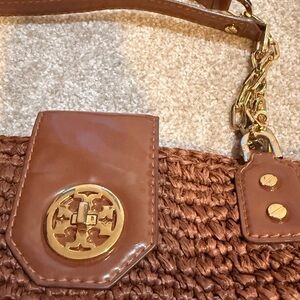 Tory Burch chain-link raffia tote